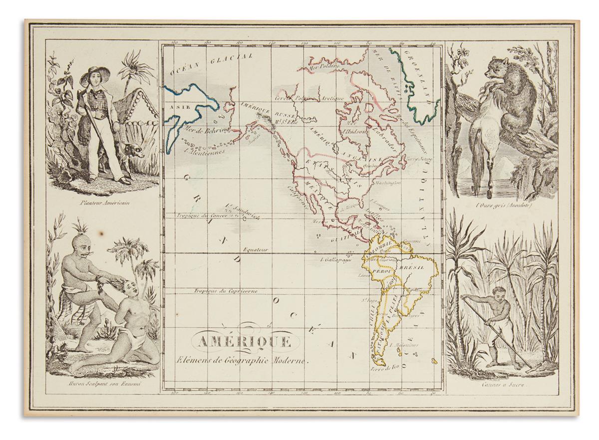 (CONTINENTS.) [Elémens de Géographie Moderne.] Together six small-scale engraved pictorial maps.